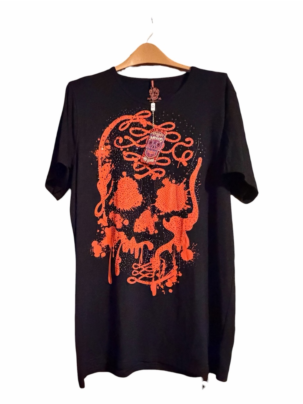 Black Tee with Red Skull Graphic